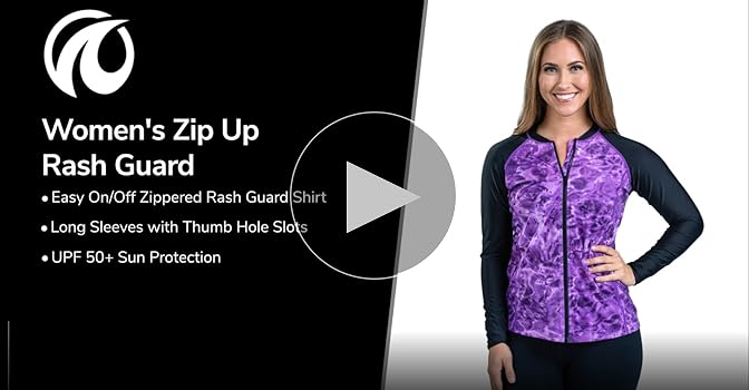 Aqua Design Women's Full Zip Long Sleeve Rash Guard: Front